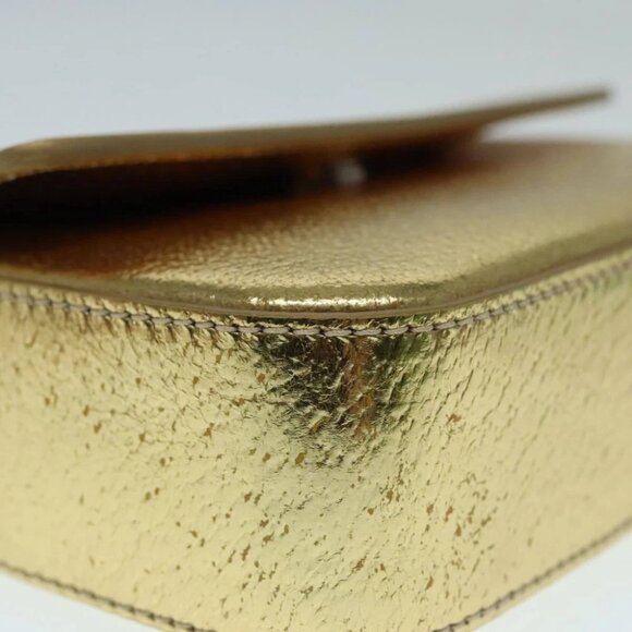 PRADA Accessory Pouch Leather Silver Gold Auth 88214V - Picture 8 of 16